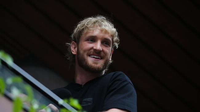 YouTuber Logan Paul stepped out onto the balcony, at the Today Show Studios in North Sydney. Photo: NCA Newswire