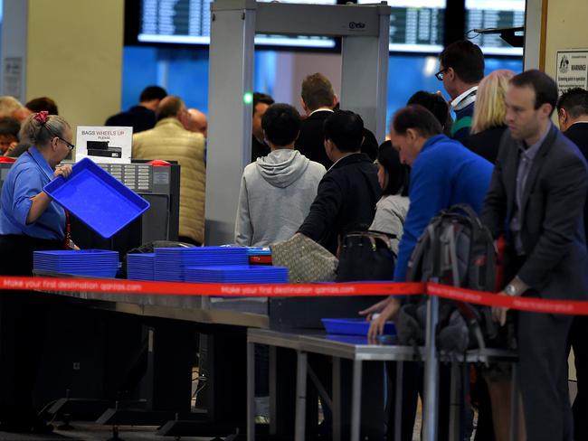 Security check at melbourne airport. Picture: Nicole Garmston