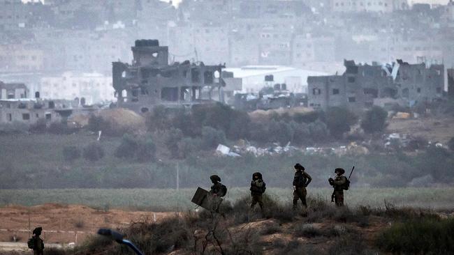 Israeli soldiers amid ongoing battles with the Palestinian militant group Hamas on Tuesday. Picture: AFP