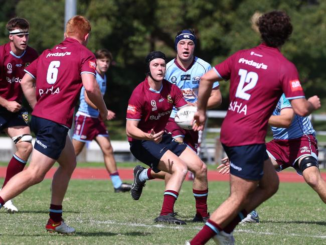 Action from the Colts 1 Club rugby union game between University of Queensland and Norths. Picture: Tertius Pickard