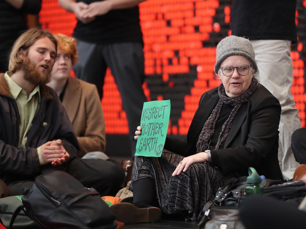 Protesters outside the Adani office at 133 Castlereagh street, Sydney. Picture: John Grainger