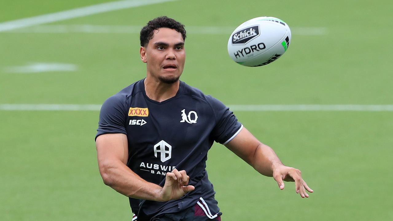 Xavier Coates and the Queensland Origin team train at Cbus Stadium on the Gold Coast.