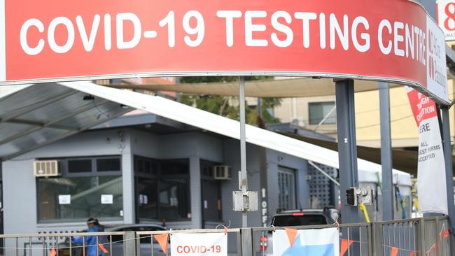 The Haberfield drive-through test site. Picture: NCA NewsWire / Christian Gilles