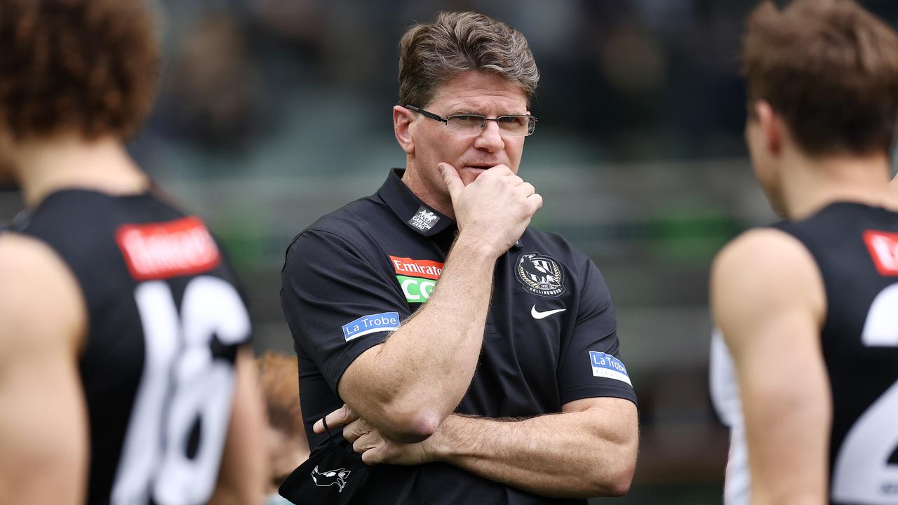 Collingwood interim coach Robert Harvey considers his options. Picture: Michael Klein