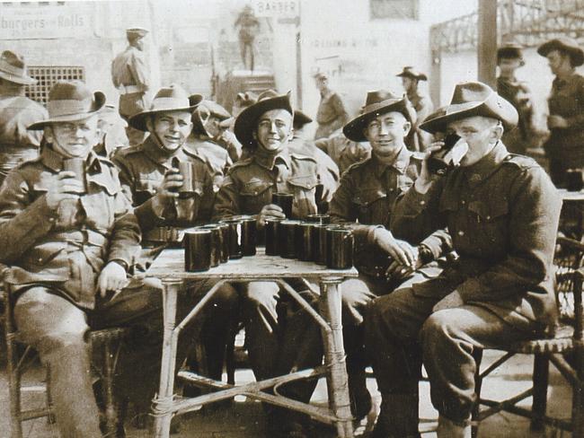 “Doug Bond on the left, having a drink with mates on leave in Tel Aviv as mates do.” Picture: Supplied by Peter Louis