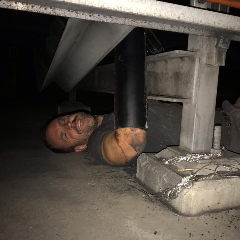 Bowen man Kyle Magee, pictured, allegedly used steel tubing to lock himself on to coal loading infrastructure at the North Queensland Export Terminal on Tuesday morning, November 2, 2021. Picture: Supplied