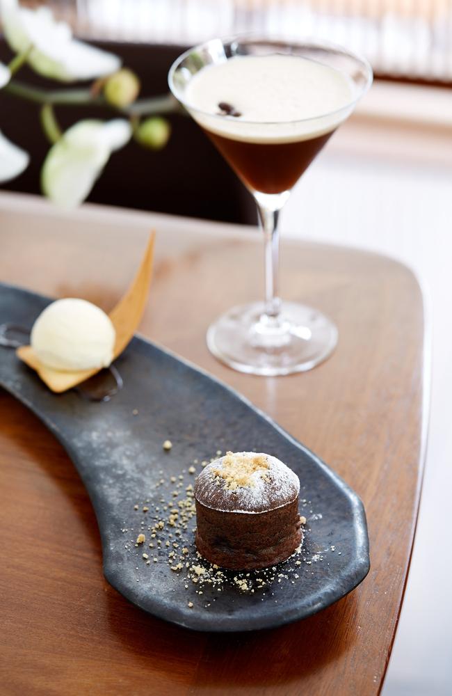 Toko Sydney’s dark chocolate and hazelnut fondant, and milk ice cream.