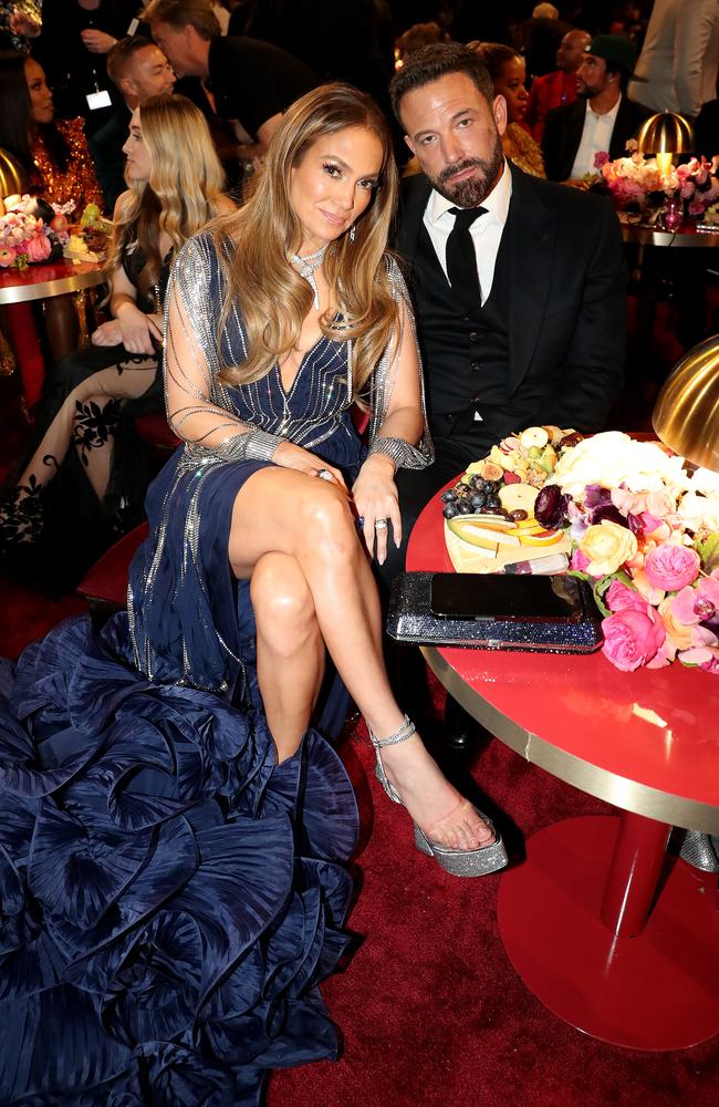 Jennifer Lopez and Ben Affleck pose during the 65th GRAMMY Awards. (Photo by Johnny Nunez/Getty Images for The Recording Academy)