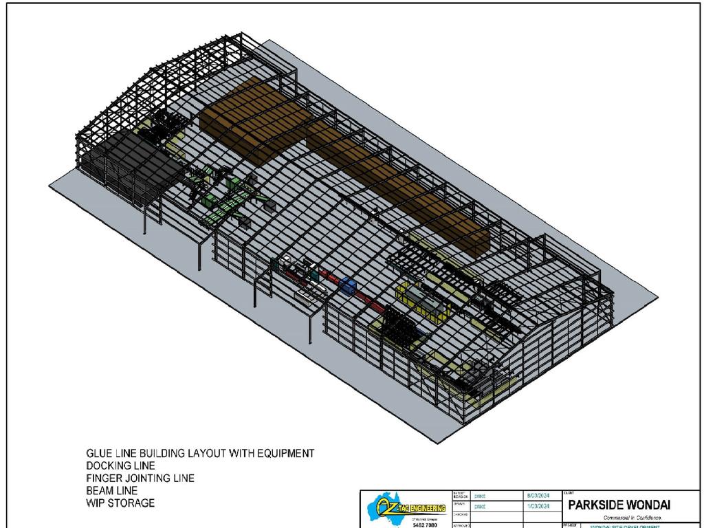 Plans for a new wooden and laminated product manufacturing plant in Wondai. Image: SBRC.