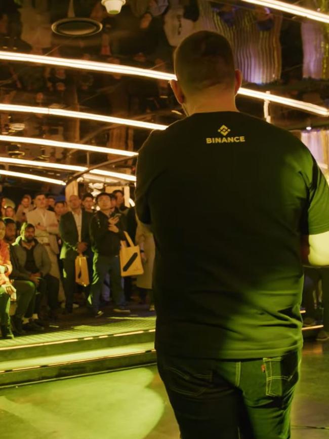 Binance Australia’s meet-up drew a crowd in Melbourne. Picture: YouTube