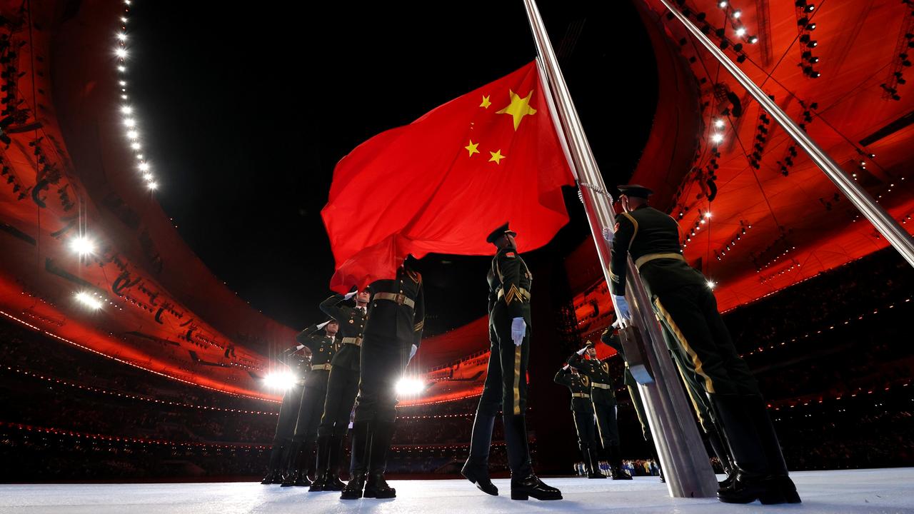 The flag of the People's Republic of China is raised during the Opening Ceremony at the Beijing National Stadium. Picture: Catherine Ivill/Getty Images