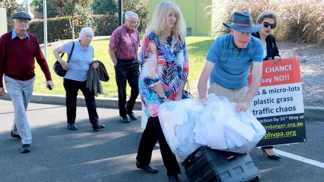 Objection letters ready to be submitted to Hills Shire Council by the Forest in Danger group in Baulkham Hills. Picture: Angelo Velardo