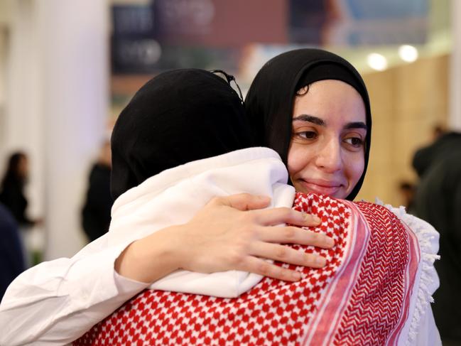 Sara Elmasry hugs a loved one. Picture: Damian Shaw