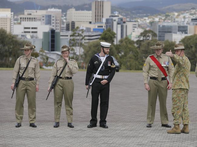 The annual remembrance day ceremony is held at the Cenotaph, Hobart, Tasmania. Picture: MATT THOMPSON.