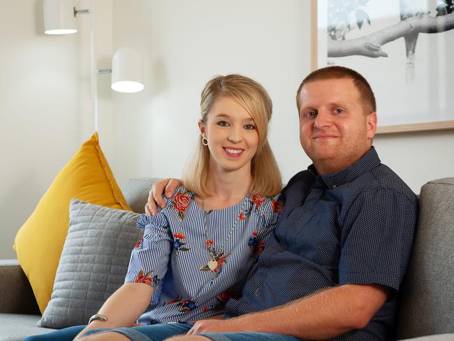 Reinald Struwig and Natalie Byrne just bought their first home in Sydney’s Marsden Park.  Picture: Monique Harmer