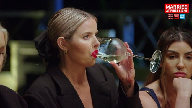 Olivia remarked that last night's glass-breaking saga was "gross". Picture: Channel 9.