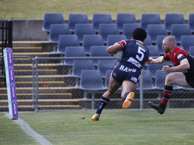 Brendon Tapuai scores Camden’s opening try. Picture Warren Gannon Photography