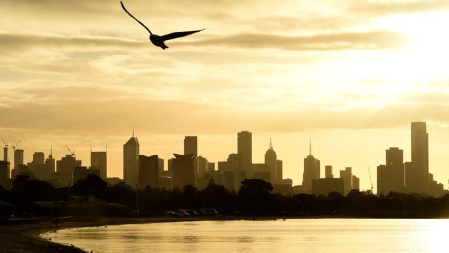 Melbourne Skyline from Port Melbourne. Picture: Nicole Garmston