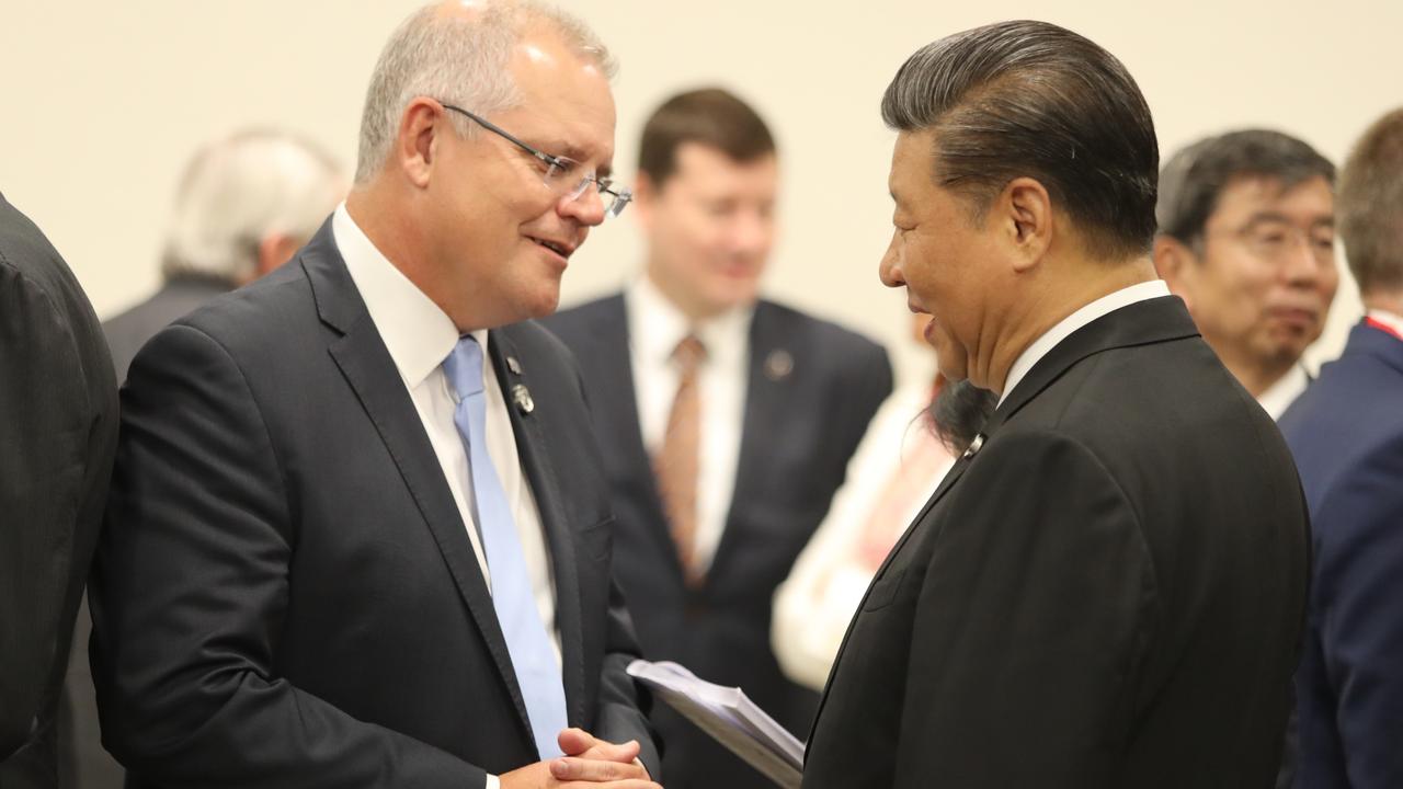 Canberra needs to find ways of living alongside Beijing. Prime Minister Scott Morrison meets with President Xi Jinping during the G20 in 2019. Picture: Adam Taylor Adam Taylor/PMO