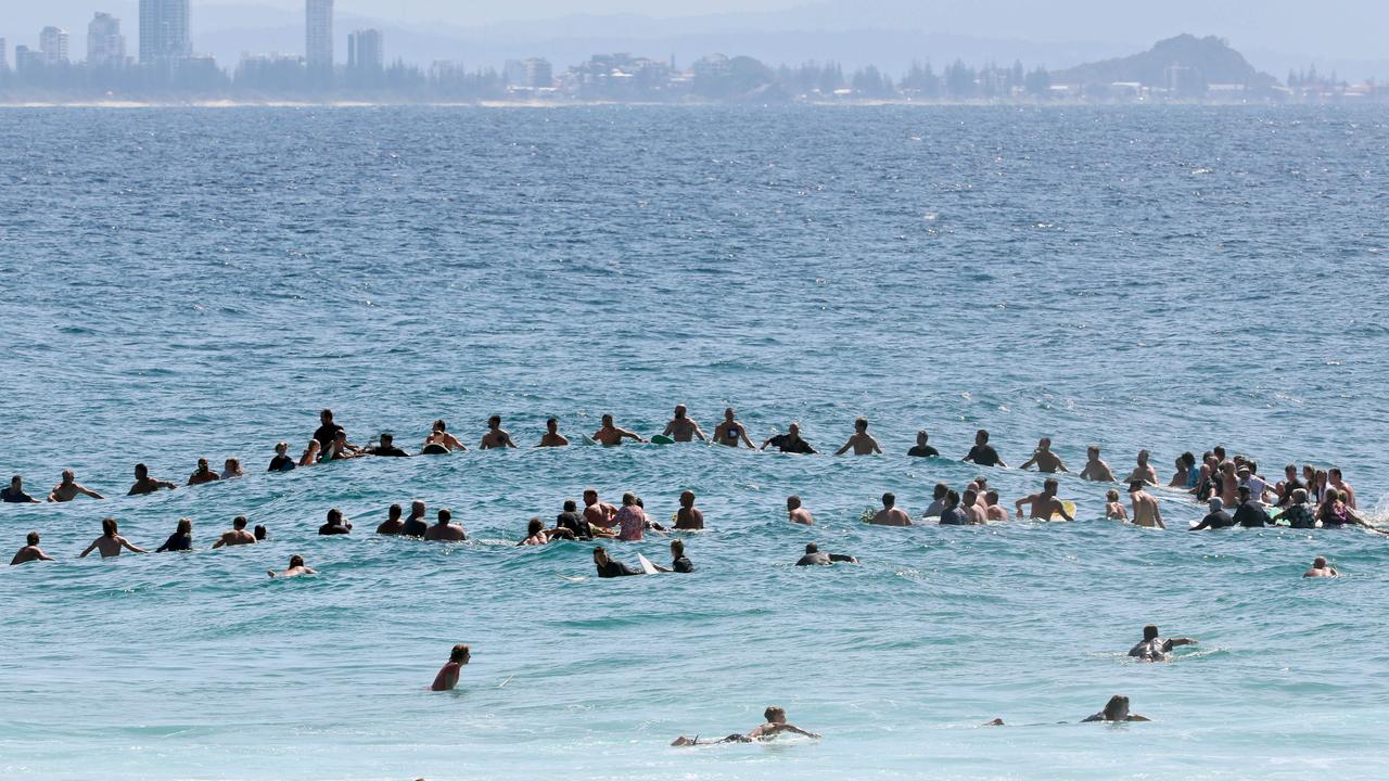 Hundreds of people turned out at the Greenmount Beach Surf Club on the Gold Coast to celebrate the life of Ed Fanning in April. Picture: NewsWire/Tertius Pickard