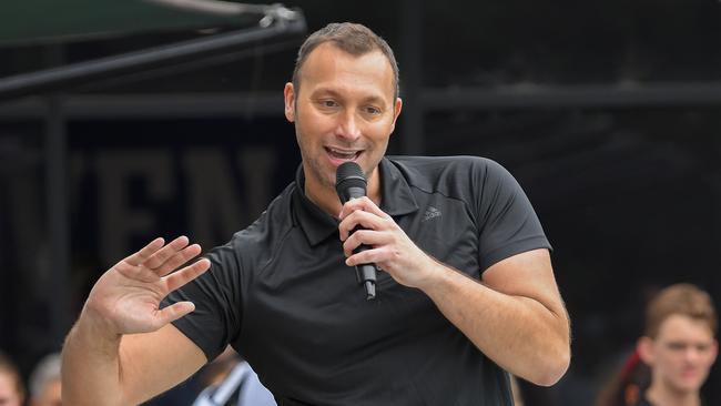 Swimming great Ian Thorpe at a charity swimming clinic at Wollongong University on Saturday. Picture: Simon Bullard