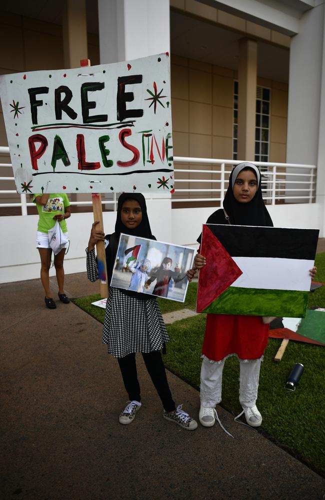 Young Territorians at a pro-Palestine protest outside of the NT Parliament house on Friday October 27 calling for a ceasefire 20-days into the Gaza conflict.