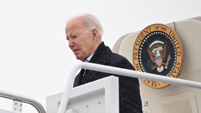 US President Joe Biden steps off Air Force One. Picture: AFP