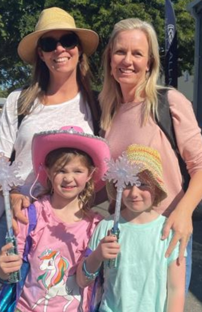 Katrin, Louisa, 5, Karen and Georgie, 5, at the Sunshine Coast Agricultural Show 2023.