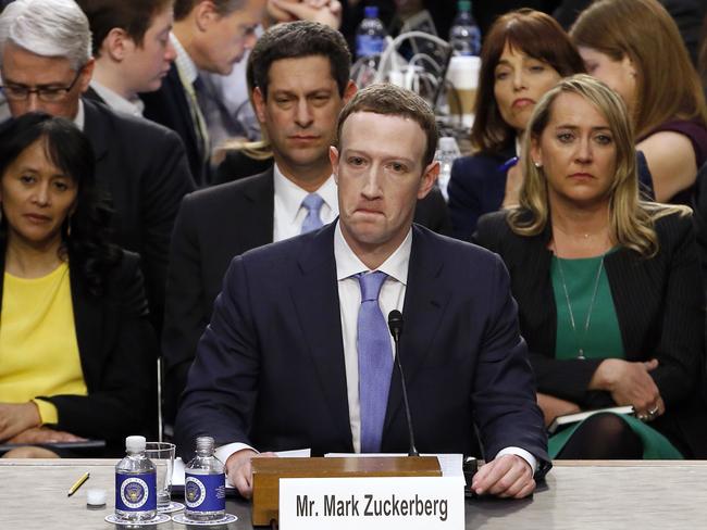 Facebook CEO Mark Zuckerberg was worn down by the proceedings. Picture: AP