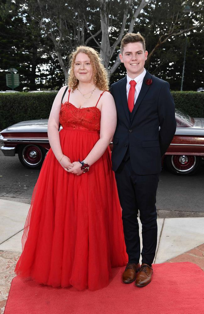 Jacinta Winkler and Pat Bayutun at Centenary Heights State High School formal. Picture; Patrick Woods.