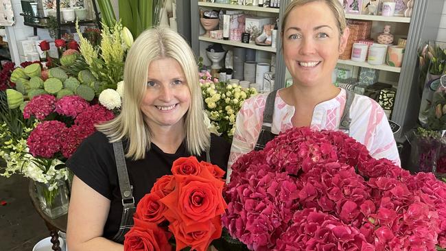 Flower Pot Florist Ringwood North's Vicki Carroll and Jess Hawke are gearing up for a busy few days ahead of Valentine's Day on Tuesday. Picture: Kiel Egging.