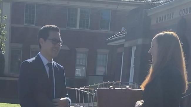 Jack Hu seemed to be in good spirits outside Hornsby Local Court on July 29 after the magistrate decided not to record a conviction. Picture: Madelaine Wong