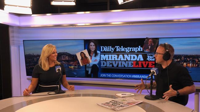 Sam Armytage in the studio with Moran.