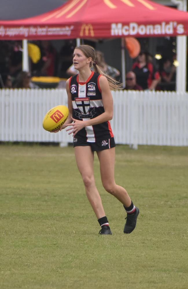 Audrey Tweddell in the North Mackay Saints and Eastern Swans clash in the senior women's McDonald's Mackay Cup, August 21, 2021. Picture: Matthew Forrest