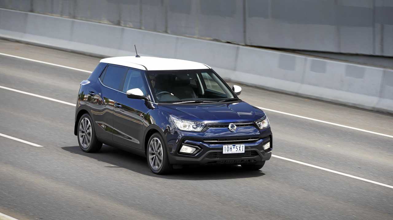 The star of the relaunched SsangYong range is the Tivoli compact SUV, which starts from $23,490 drive away. The range-topping two tone version is $34,490. Picture: Ssangyong