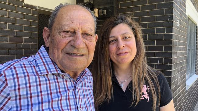 Fred Sassine with his daughter Diana Sassine Hajje at his home at Bailey St Westmead, where he has lived since 1971.