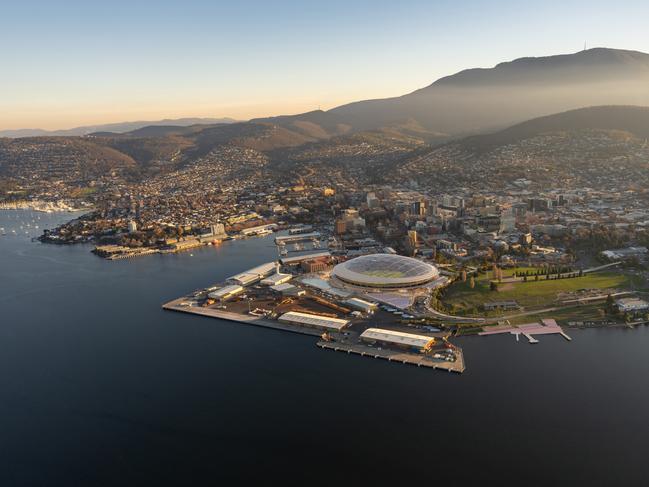 Macquarie Point multipurpose stadium aerial view. Picture: Mac Point Development Corporation