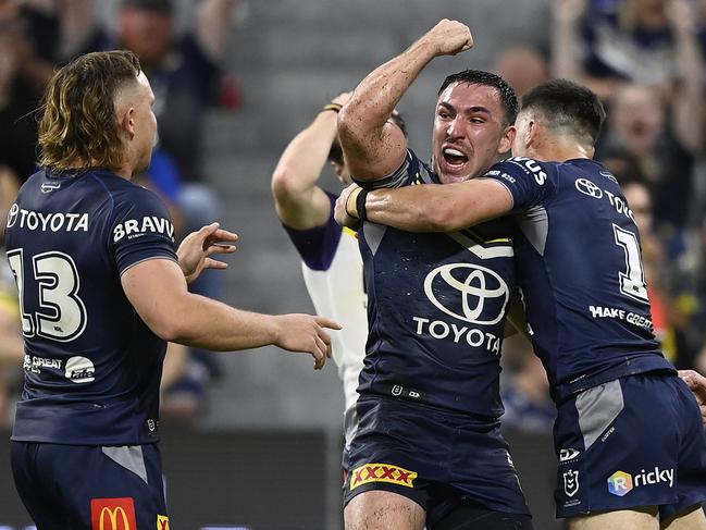 The Cowboys could secure a home final if they beat the Bulldogs. Picture: Ian Hitchcock/Getty Images