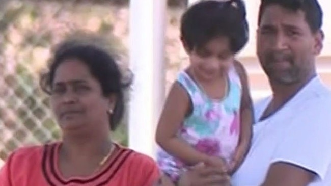 The youngest daughter in a Tamil family seeking Australian asylum has been medically evacuated from Christmas Island. Picture: Ten News