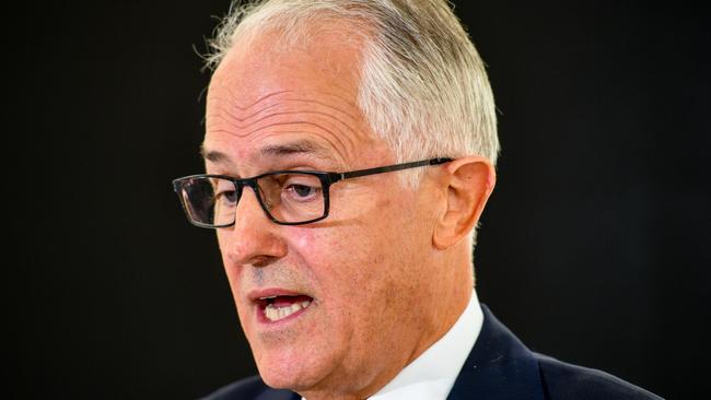 Australian Prime Minister Malcolm Turnbull speaks to the media at Innov8 Equipment in Sydney, Monday, May 14, 2018. (AAP Image/Brendan Esposito) NO ARCHIVING