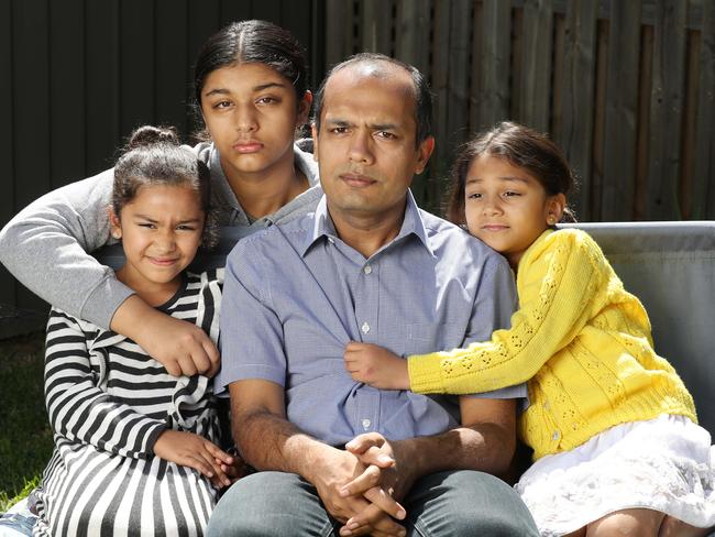 Ms Choudhry’s husband Touqir Ali and children Zoya Touquir, 7, Mahdiya Touquir, 13, and Zanya Touqir, 6. Picture: Annette Dew