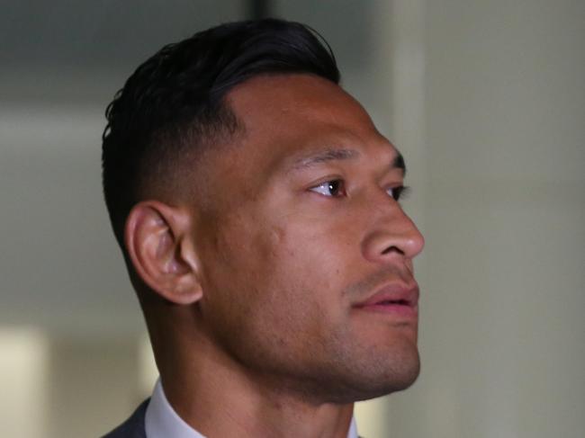 Former Australian professional rugby league player Israel Folau leaves the Federal Circuit Court in Melbourne Monday, December 2, 2019. (AAP Image/David Crosling) NO ARCHIVING