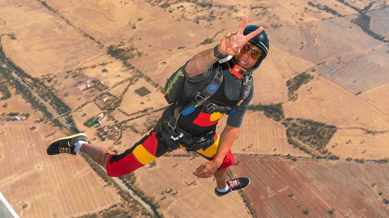 FREEFALLING: Proud indigenous Australian Marley Nolan-Duncan is deadly in the air. Picture: Steve Fitchett