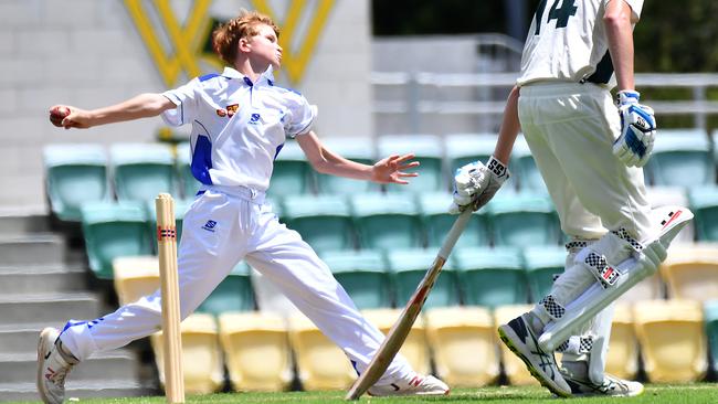 St Edmund's College bowler Ben Naish . Picture, John Gass