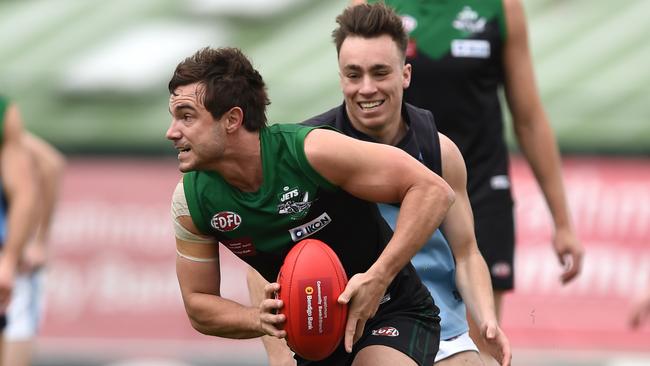 No 3 Addam Maric for Greenvale. EDFL footy: Aberfeldie v Greenvale.  Picture: David Smith