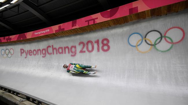 Australia’s Alex Ferlazzo competes in the Men's Singles Luge at the Olympic Sliding Centre during the PyeongChang 2018 Winter Olympic Games. Picture: AAP Image/Dan Himbrechts