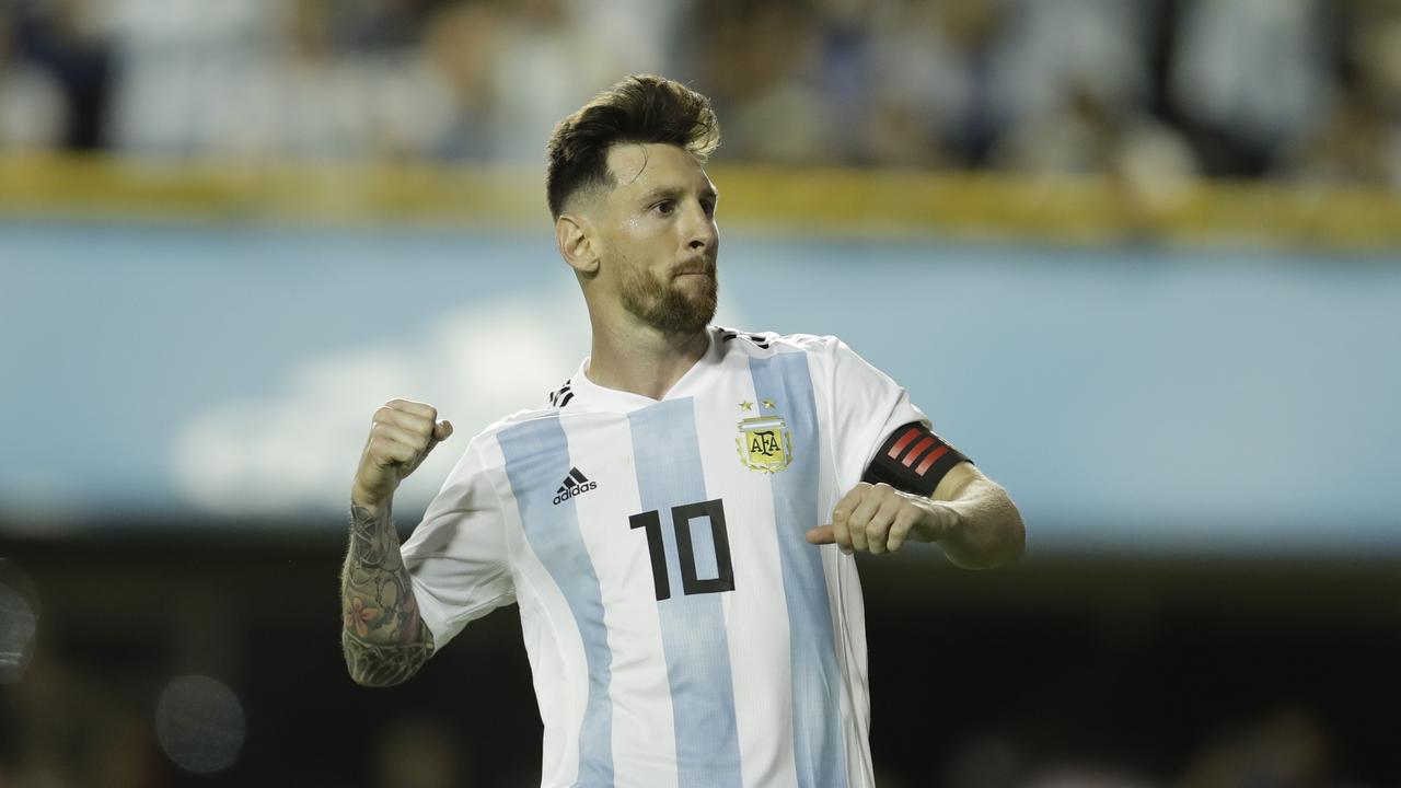 Argentina's Lionel Messi celebrates after scoring against Haiti