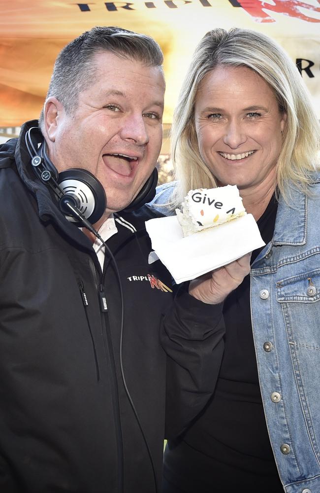 Triple M announcer Lee Faulkner and Toowoomba Hospital Foundation CEO Alison Kennedy launch the Give Me 5 For Kids Appeal. June 2017