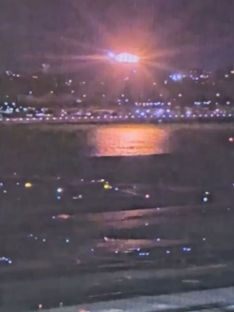 The impact lights up the Potomac. Picture: CNN