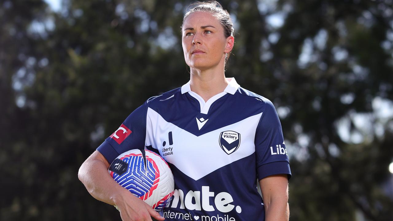 Emily Gielnik of Melbourne Victory poses for a portrait during an A-League media opportunity at Birrarung . Picture: Getty Images